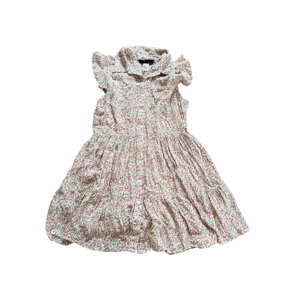 Know One Cares Pink Ditsy Floral Midi Shirt Dress S